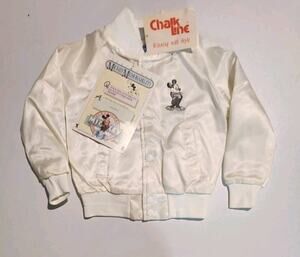 RARE VINTAGE NOS 1987 DISNEY MICKEY MOUSE CHALK LINE SATIN JACKET W/ HANGTAGS